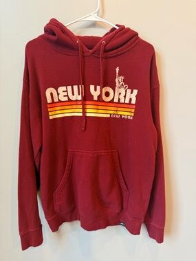 Maroon Crewneck Hoodie with New York Graphic